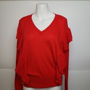 Red sweater ruffles